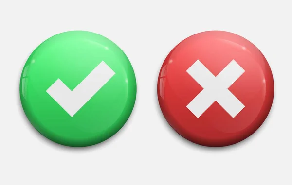 Marque Cruce Las Señales Marca Verificación Verde Iconos Rojos Aislados — Archivo Imágenes Vectoriales