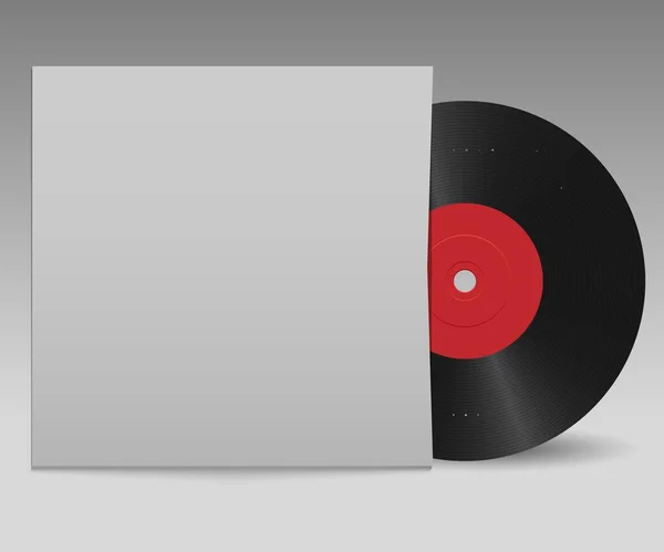 Vinylplaat Met Rood Label Witte Omslag Model Voor Ontwerp — Stockvector