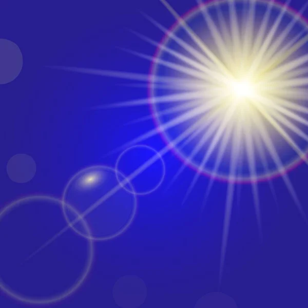 Sun Light Lens Flare Effect Vector Background Template Your Design — Stock Vector