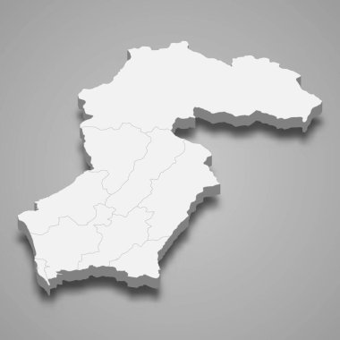 3d izometrik Samegrelo-Zemo Svaneti haritası, Gürcistan 'ın bir bölgesidir.