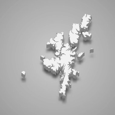 3d isometric map of Shetland Islands is a region of Scotland, vector illustration clipart