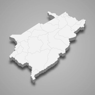 Merida 'nın 3d izometrik haritası bir Venezuela eyaletidir.