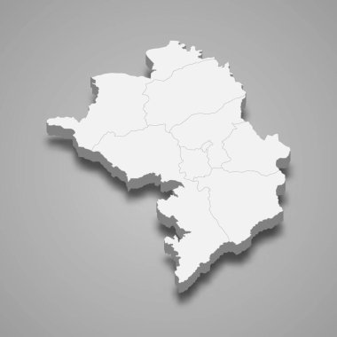 2020 'den önce Artsakh' ın 3 boyutlu izometrik haritası, gölge vektör çizimi ile izole edilmiş.