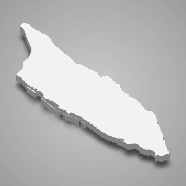 Aruba 'nın 3 boyutlu izometrik haritası, gölge vektör illüstrasyonuyla izole edilmiş.