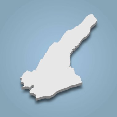 Awaji 'nin 3d izometrik haritası Japonya' da izole edilmiş bir adadır.