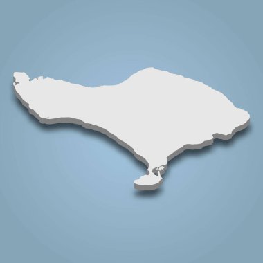 3d izometrik Bali haritası Endonezya 'da bir adadır.