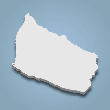 3d izometrik Bornholm haritası Danimarka 'da bir adadır.