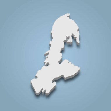 Buton 'un 3d izometrik haritası Endonezya' da bir adadır.