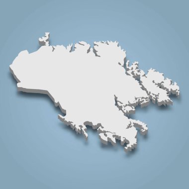 Cat Ba 'nın 3 boyutlu izometrik haritası Vietnam' da bir adadır.