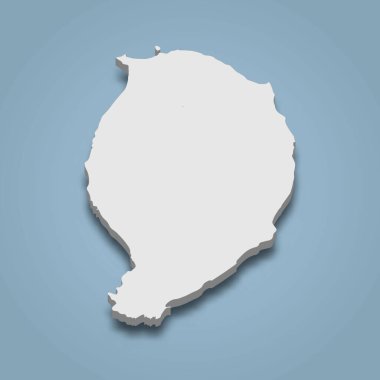 Corvo 3D izometrik haritası, Azores Adaları 'nda bulunan bir adadır.