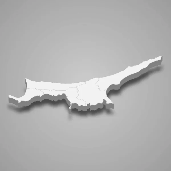 Mappa Isometrica Cipro Del Nord Isolata Con Illustrazione Vettoriale Ombra — Vettoriale Stock