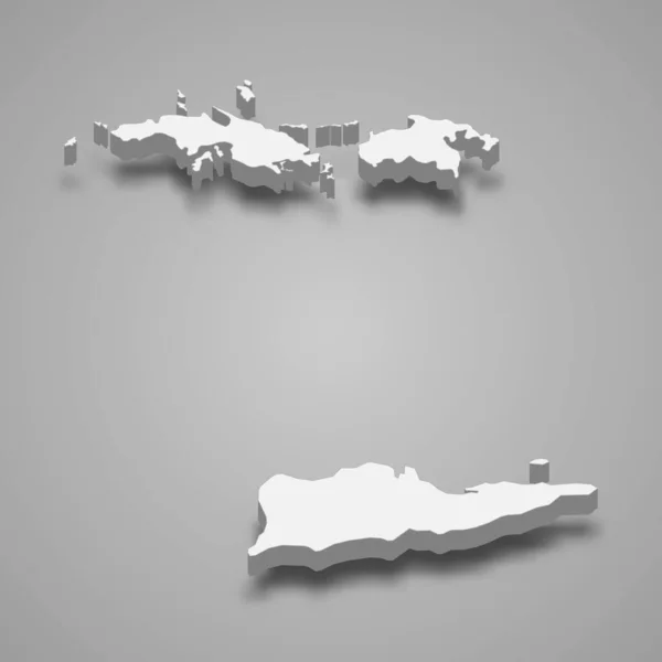 Трехмерная Изометрическая Карта Виргинских Островов Сша Изолированная Теневым Вектором — стоковый вектор