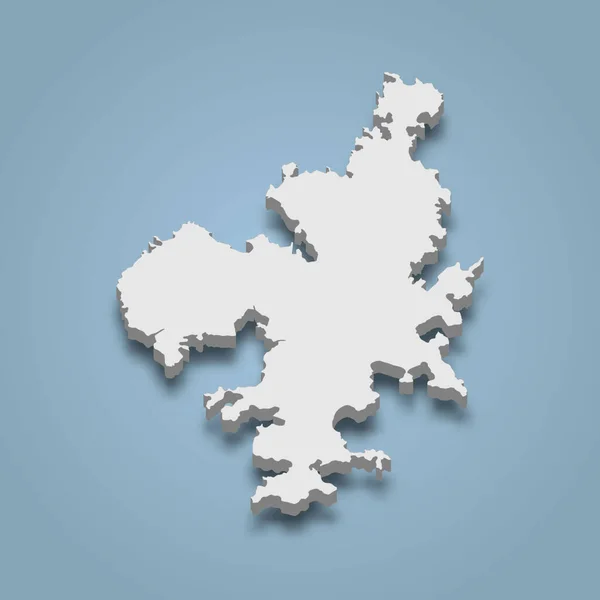 Izometrická Mapa Ostrova Geoje Ostrov Jižní Koreji Izolované Vektorové Ilustrace — Stockový vektor