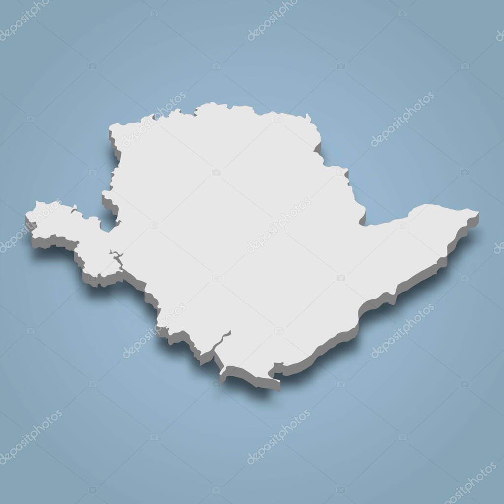 3d isometric map of Anglesey is an island in United Kingdom, isolated vector illustration