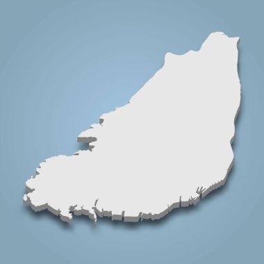 3d izometrik Hisingen haritası İsveç 'te bir adadır.