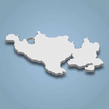 Hon Tre 'nin 3 boyutlu izometrik haritası Vietnam' da bir adadır.