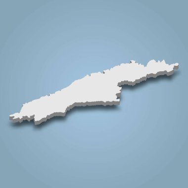 Hidra 'nın 3d izometrik haritası Yunanistan' da bir adadır.