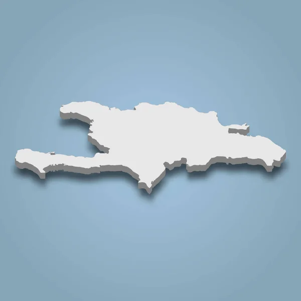 Mappa Isometrica Hispaniola Isola Della Repubblica Dominicana Haiti Illustrazione Vettoriale — Vettoriale Stock