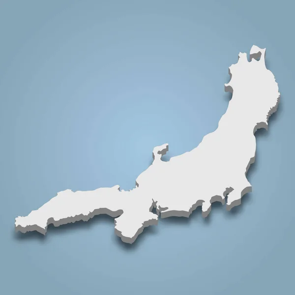 Mapa Isométrico Honshu Una Isla Japón Ilustración Vectorial Aislada — Vector de stock