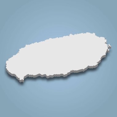 Jeju 'nun 3d izometrik haritası Güney Kore' de izole edilmiş bir adadır.