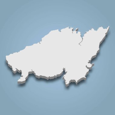 Kamishima 'nın 3D izometrik haritası Japonya' da izole edilmiş bir adadır.