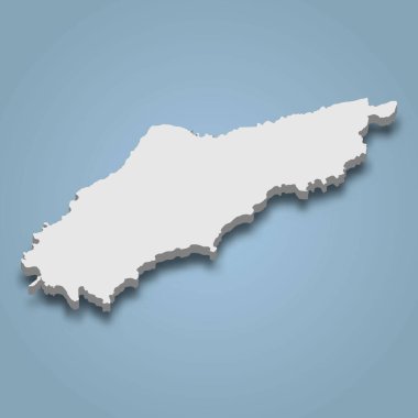 3d izometrik Kasos haritası, Yunanistan 'ın Dodecanese takımadasında bulunan bir adadır.