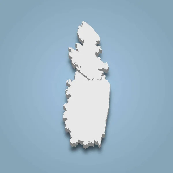 Трехмерная Изометрическая Карта Острова Кармой Норвегии Изолированная Векторная Иллюстрация — стоковый вектор