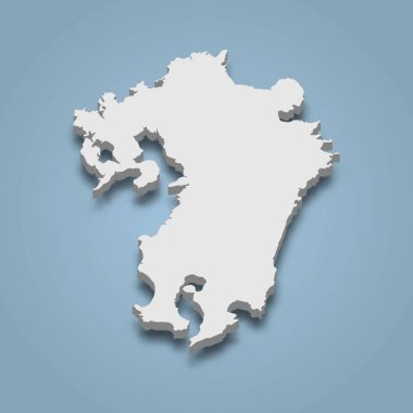 3D izometrik Kyushu, Japonya 'da bulunan bir adadır.