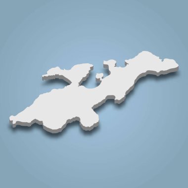 Lembata 'nın 3d izometrik haritası Endonezya' da bir adadır.