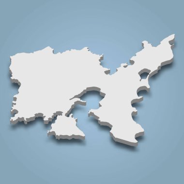 Lemnos 'un 3d izometrik haritası Yunanistan' da izole edilmiş bir adadır.