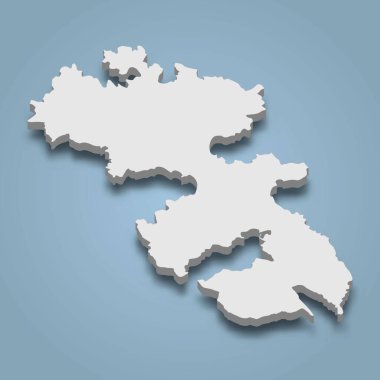 Leros 'un 3d izometrik haritası, Yunanistan' ın Dodecanese takımadasındaki izole bir adadır.