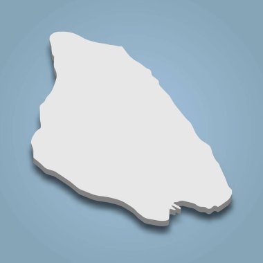 Mackinac 'ın 3D izometrik haritası Michigan' da izole edilmiş bir adadır.