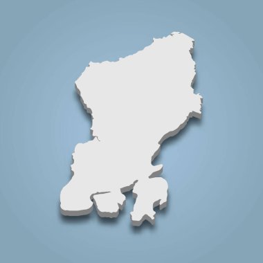 Muna 'nın 3d izometrik haritası Endonezya' da bir adadır.