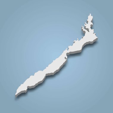 Palawan 'ın 3d izometrik haritası Filipinler' de bir adadır.