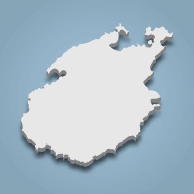 3d izometrik Paros haritası Yunanistan 'da bir adadır.
