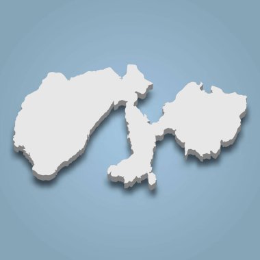 Peleng 'in 3d izometrik haritası Endonezya' da izole edilmiş bir adadır.