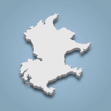 3d izometrik Pingtan haritası Çin 'de bir adadır.