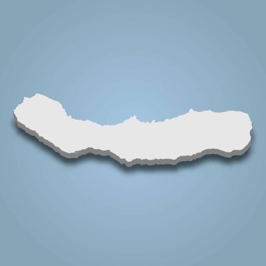 Sao Miguel 'in 3d izometrik haritası Azores adalarında, izole edilmiş vektör illüstrasyonunda bir adadır.