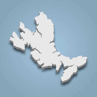 Skye 'ın 3D izometrik haritası İskoçya' da bir adadır.