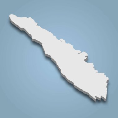 Sumatra 'nın 3d izometrik haritası Endonezya' da bir adadır.