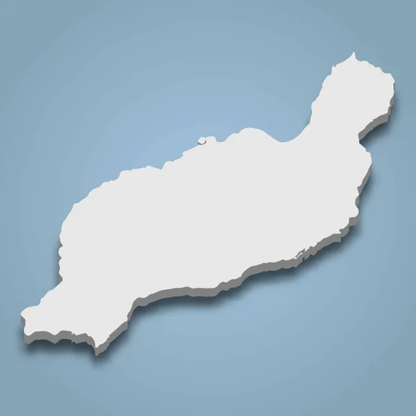 Mappa Isometrica Lanzarote Isola Delle Isole Canarie Illustrazione Vettoriale Isolata — Vettoriale Stock