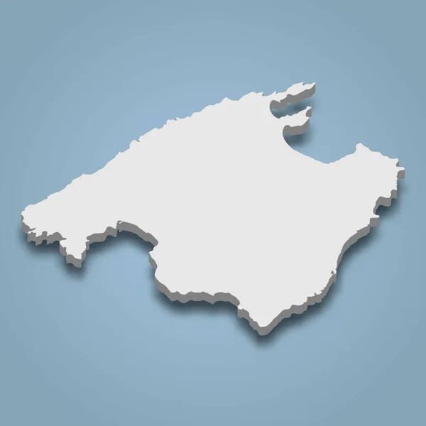 Mappa Isometrica Maiorca Isola Delle Isole Baleari Illustrazione Vettoriale Isolata — Vettoriale Stock