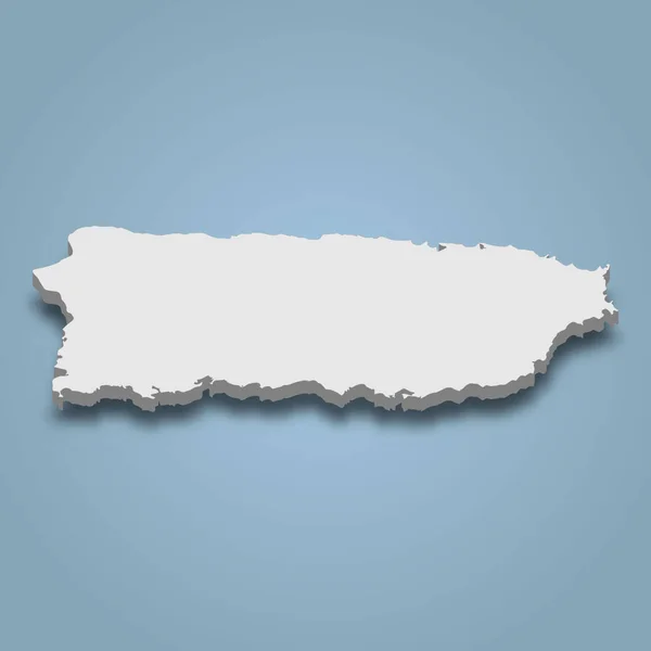Isometric Map Puerto Rico Island Caribbean Isolated Vector Illustration — Stock Vector