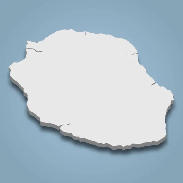 Трехмерная Изометрическая Карта Воссоединения Остров Африке Изолированная Векторная Иллюстрация — стоковый вектор