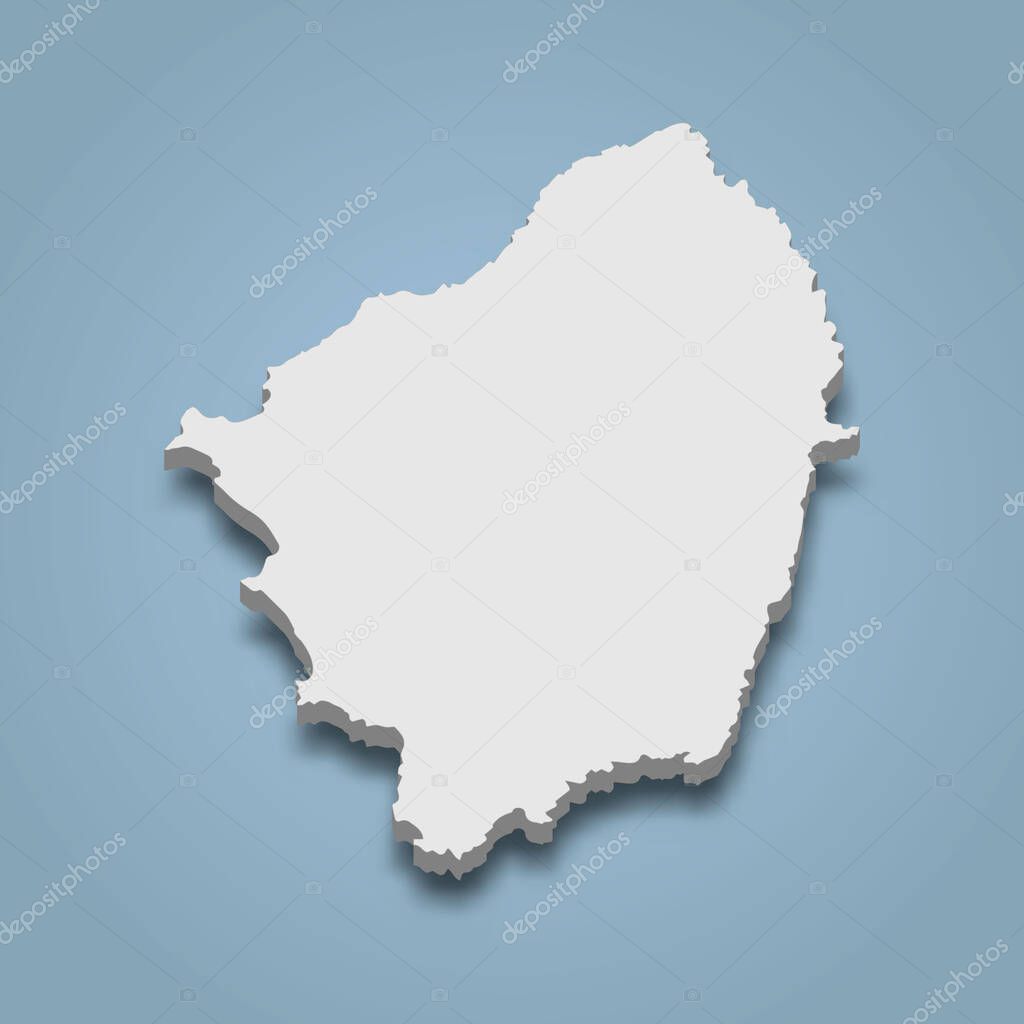 3d isometric map of Naxos is an island in Greece, isolated vector illustration