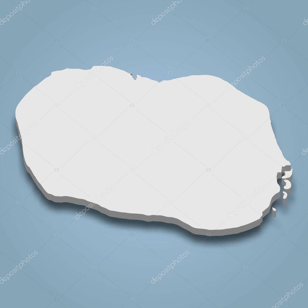 3d isometric map of Rarotonga is an island in Cook Islands, isolated vector illustration