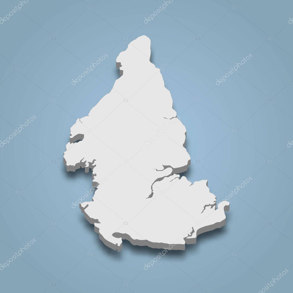 3d isometric map of Siargao is an island in Philippines, isolated vector illustration