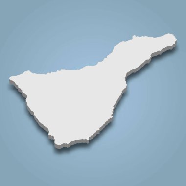 3d izometrik Tenerife haritası, Kanarya Adaları 'nda bulunan bir adadır.