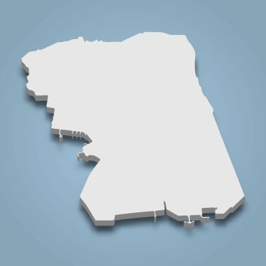 Tsing Yi 'nin 3 boyutlu izometrik haritası Hong Kong' da bir adadır.