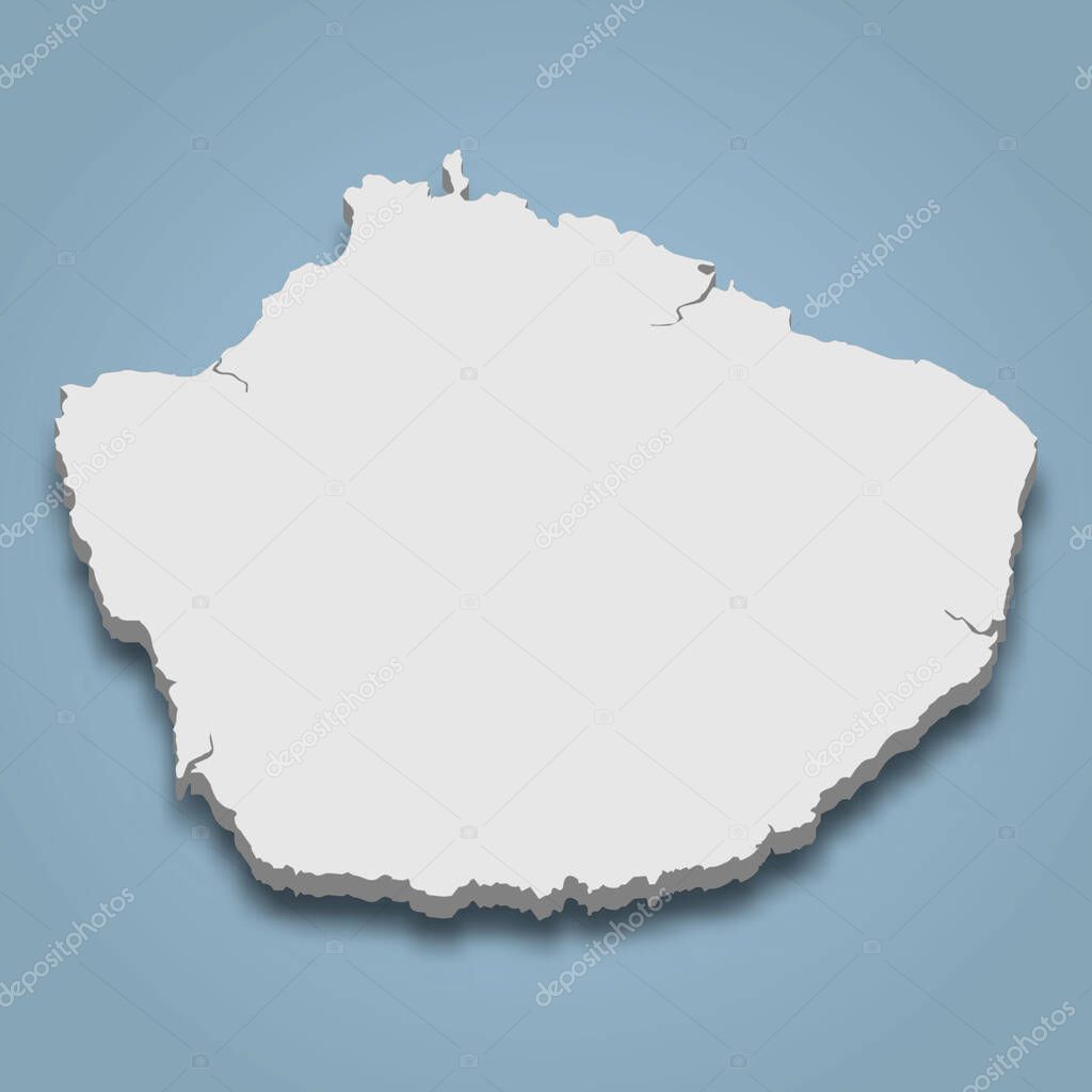3d isometric map of Yakushima is an island in Japan, isolated vector illustration